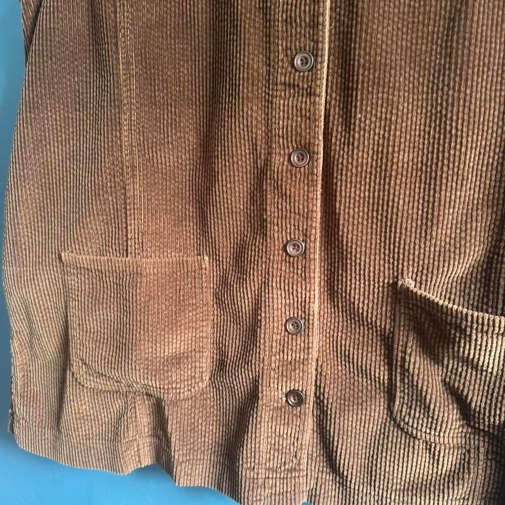 Vintage 90s Corduroy Vest Women's Plus Size 26 Brown Venezia Jeans Retro Grunge - Picture 5 of 8